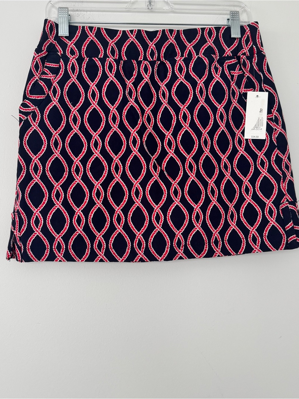 NWT Crown & Ivy Skort 4 Navy Blue Red Rope Print Athletic Golf Tennis Skirt $55